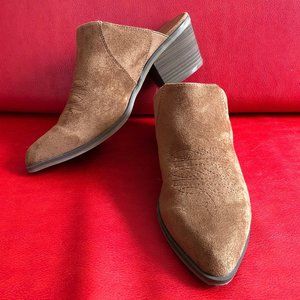 Western-style tan mules